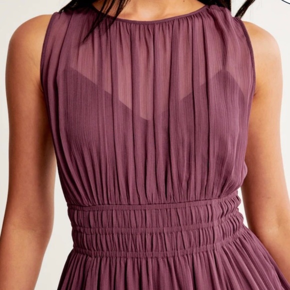 NWT Abercrombie & Fitch Chiffon Easy High-Neck Midi Dress with ruffled hem - Picture 4 of 16